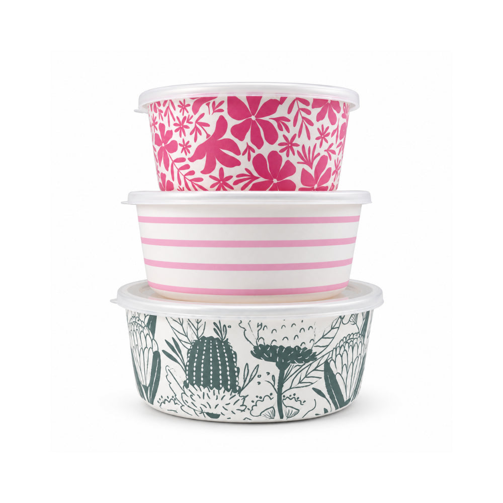 K&Co. Lagoon Series Bamboo Container with Lid 3 Piece - NATIVES MULTI