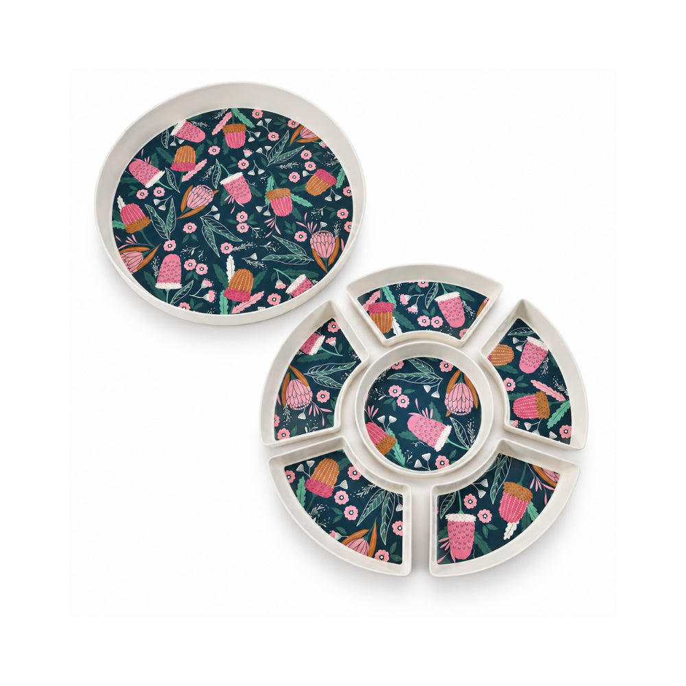 K&Co. Lagoon Series Bamboo Compartment Platter - BANKSIA BUDS