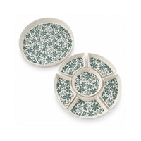 K&Co. Lagoon Series Bamboo Compartment Platter - SAGE TROPIC FLORAL