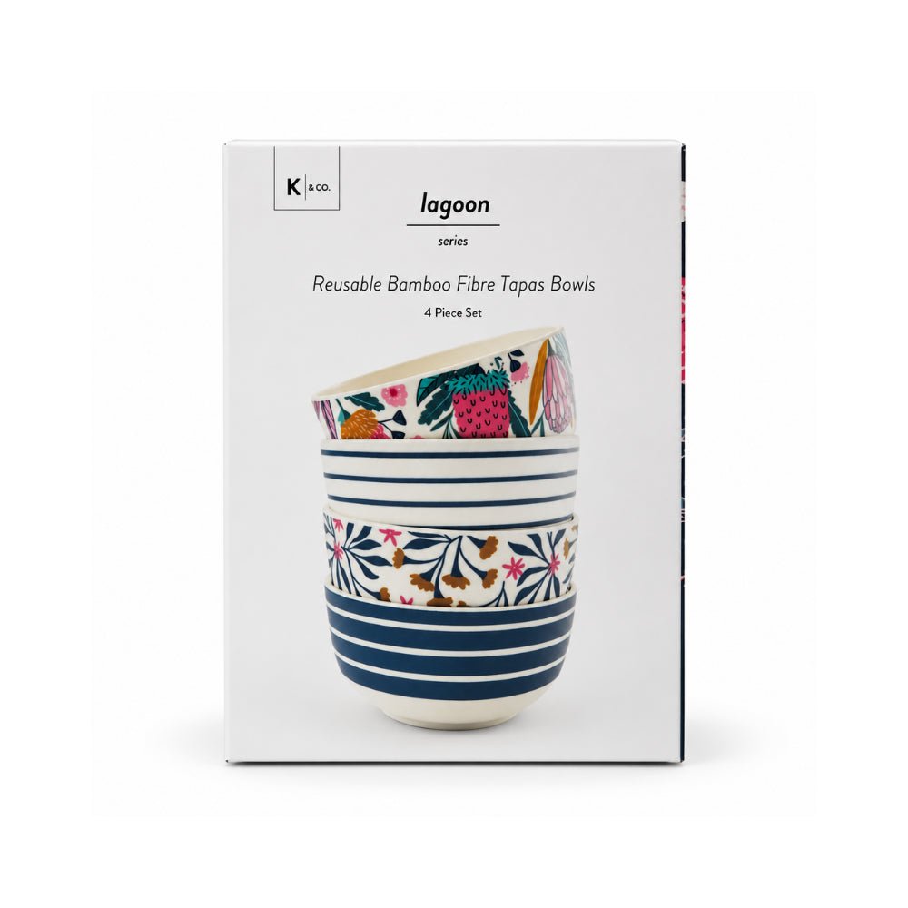 K&Co. Lagoon Series Bamboo Tapas Bowls 4 Pack - BANKSIA MULTI