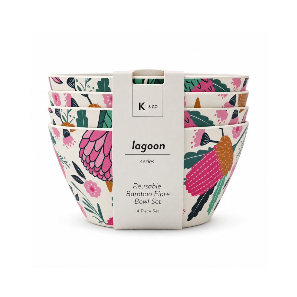 K&Co. Lagoon Series Bamboo Bowl 4 Pack- BANKSIA BUDS