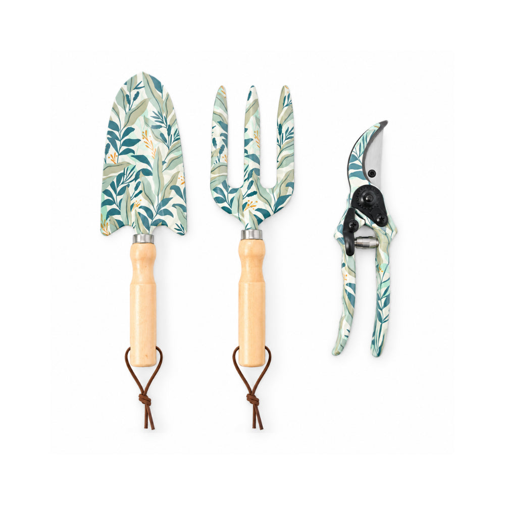 K&Co. Lagoon Series Garden Tool Set 3 Piece - BOTANIC LEAVES