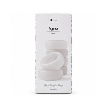 K&Co. Lagoon Series Resin Napkin Rings 6 Piece - WHITE