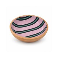 K&Co. Lagoon Series Small Wooden Bowl - PINK STRIPE
