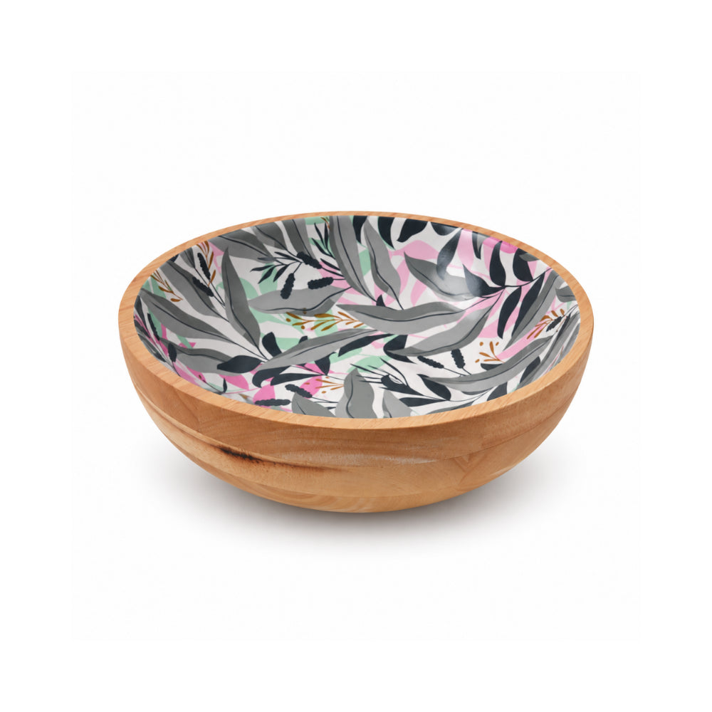 K&Co. Lagoon Series Large Wooden Bowl - BOTANIC LEAVES