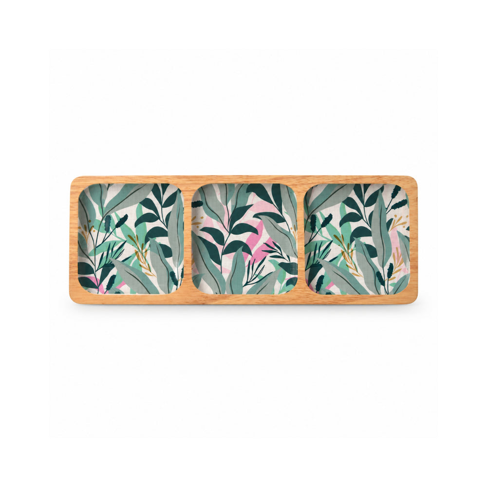 K&Co. Lagoon Series Wooden Nibbles Platter - BOTANIC LEAVES