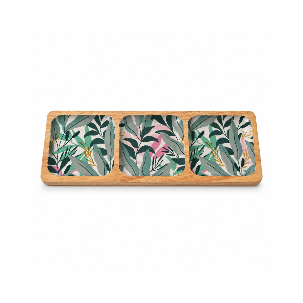 K&Co. Lagoon Series Wooden Nibbles Platter - BOTANIC LEAVES