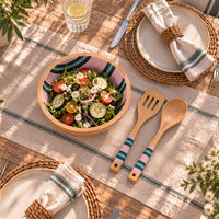 K&Co. Lagoon Series Wooden Utensil Set - PINK STRIPE