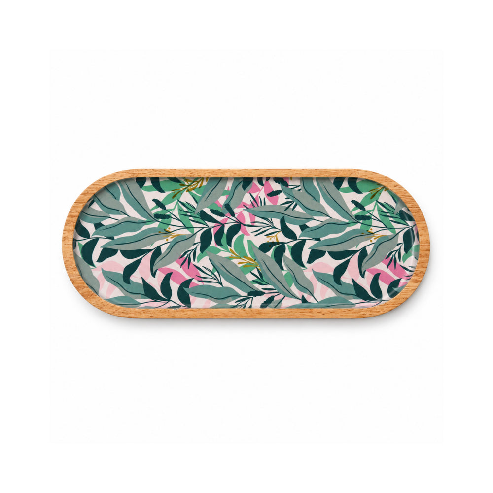 K&Co. Lagoon Series Wooden Oval Platter - BOTANIC LEAVES