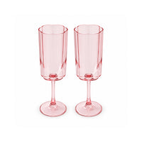 K&Co. Lagoon Series Scalloped Champagne Glass 2 Piece - PINK
