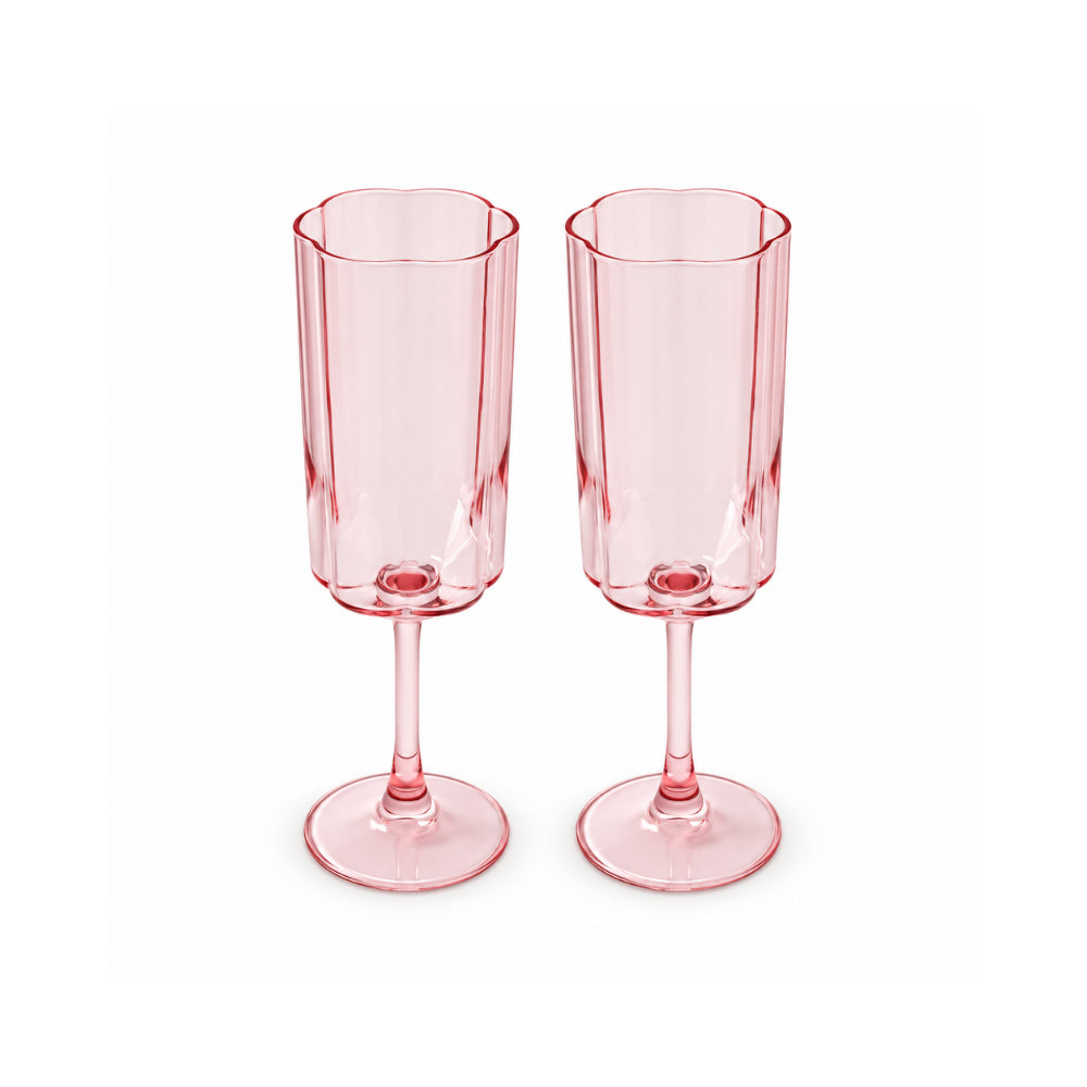K&Co. Lagoon Series Scalloped Champagne Glass 2 Piece - PINK