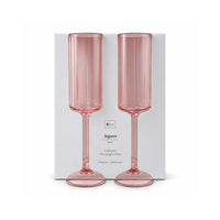K&Co. Lagoon Series Scalloped Champagne Glass 2 Piece - PINK