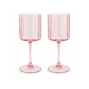 K&Co. Lagoon Series Scalloped Wine Glass 2 Piece - PINK