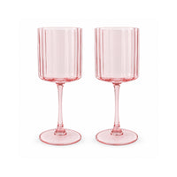 K&Co. Lagoon Series Scalloped Wine Glass 2 Piece - PINK
