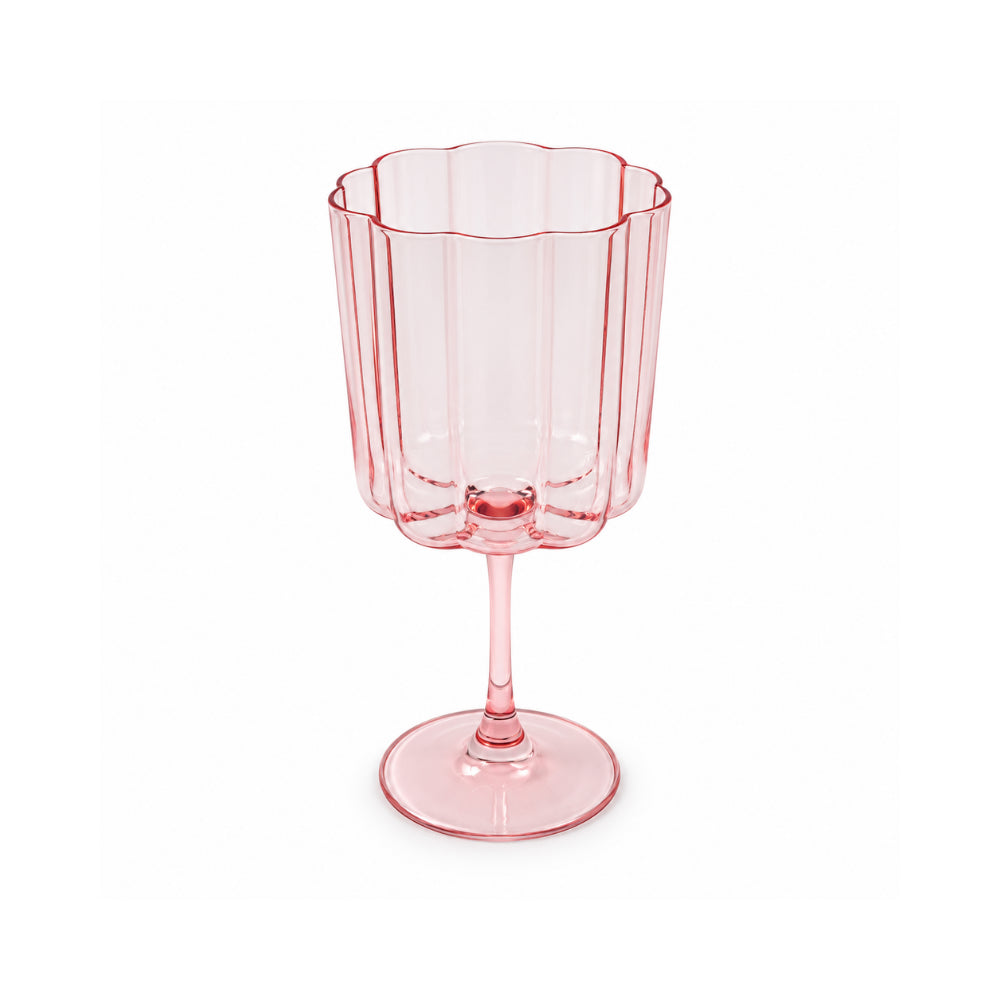 K&Co. Lagoon Series Scalloped Wine Glass 2 Piece - PINK