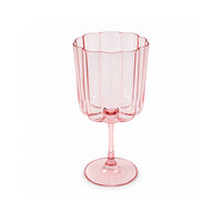 K&Co. Lagoon Series Scalloped Wine Glass 2 Piece - PINK