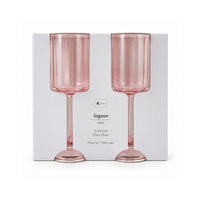 K&Co. Lagoon Series Scalloped Wine Glass 2 Piece - PINK