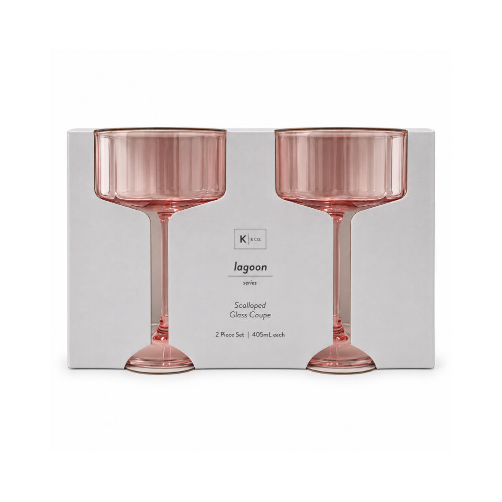 K&Co. Lagoon Series Scalloped Coupe 2 Piece - PINK