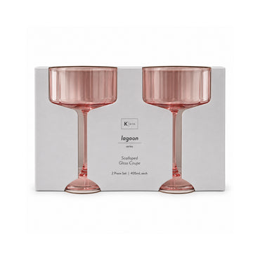 K&Co. Lagoon Series Scalloped Coupe 2 Piece - PINK