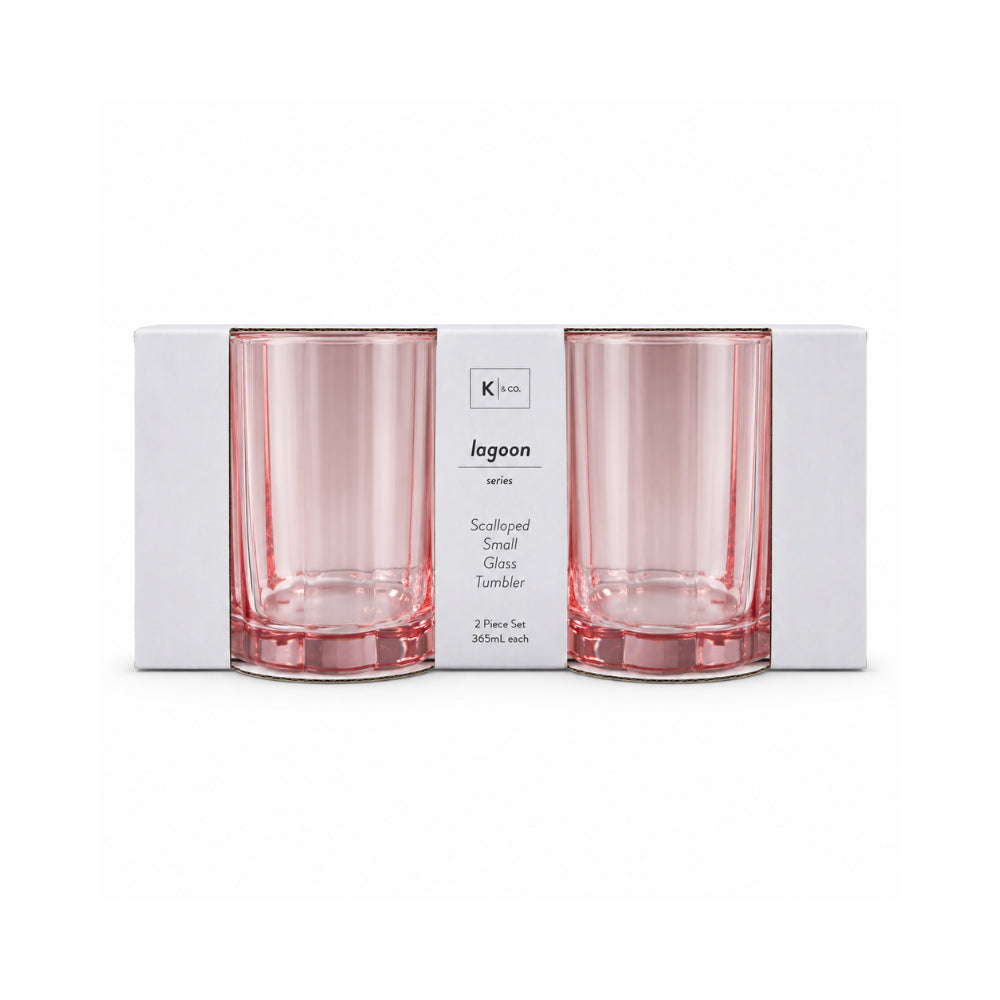 K&Co. Lagoon Series Small Scalloped Tumbler 2 Piece - PINK