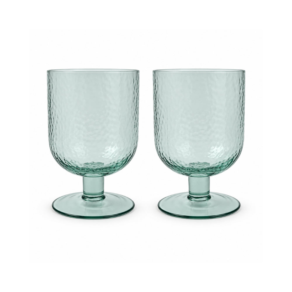 K&Co. Lagoon Series Dimpled Wine Glass 2 Piece - GREEN