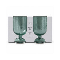 K&Co. Lagoon Series Dimpled Wine Glass 2 Piece - GREEN