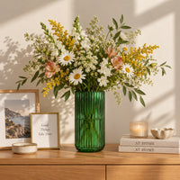 K&Co. Lagoon Series Small Reeded Vase - GREEN