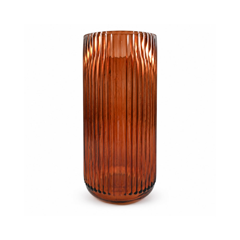 K&Co. Lagoon Series Large Reeded Vase- AMBER