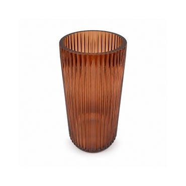K&Co. Lagoon Series Large Reeded Vase- AMBER