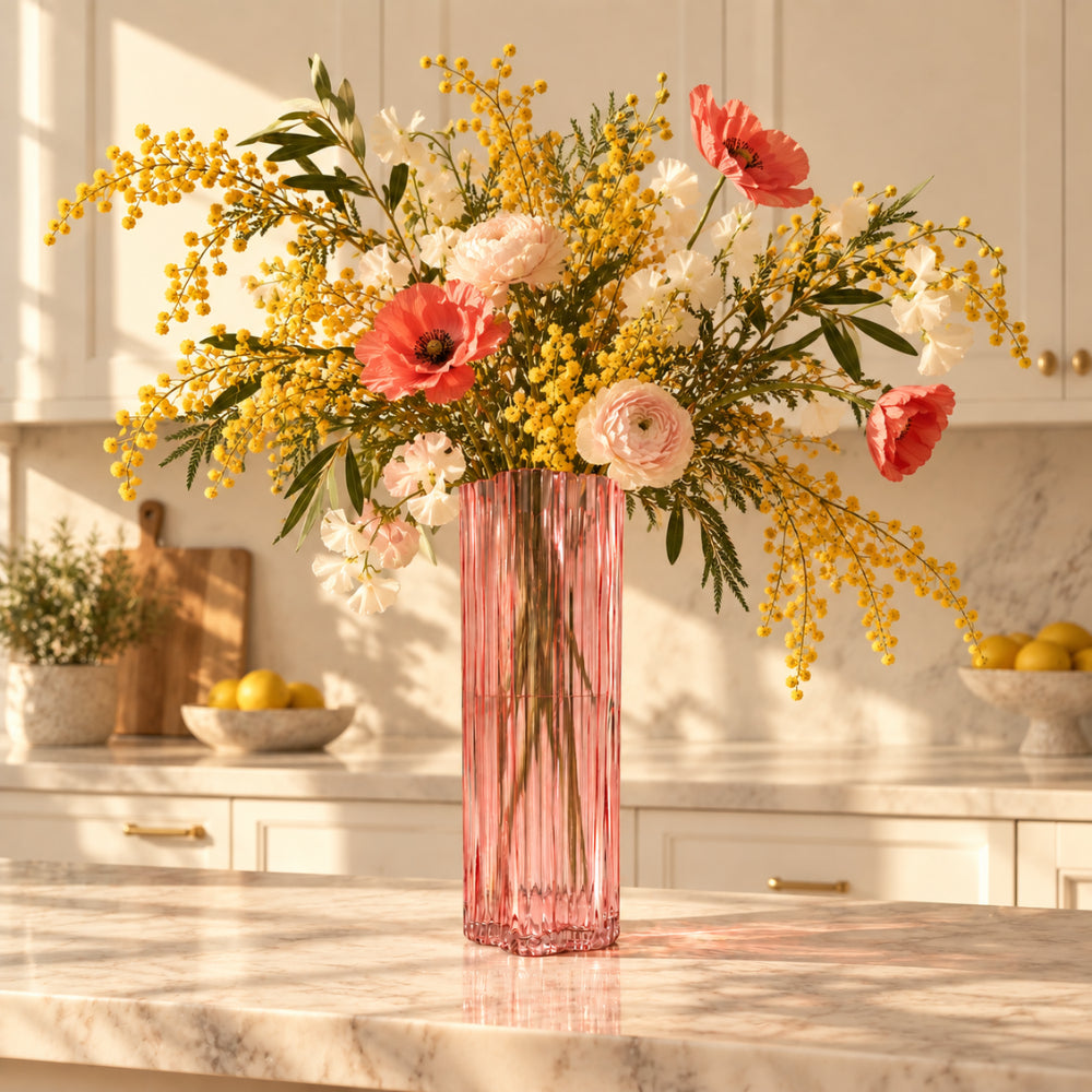 K&Co. Lagoon Series Large Scalloped Vase - PINK