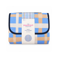 The Grapefruit Collection Family Picnic Blanket 300cm x 300cm - BLUE STRIPE CHECK