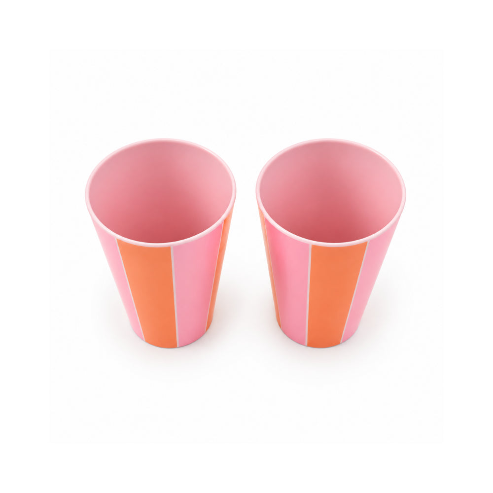 The Grapefruit Collection Melamine Tumbler 2 Pack- SUNSET STRIPE