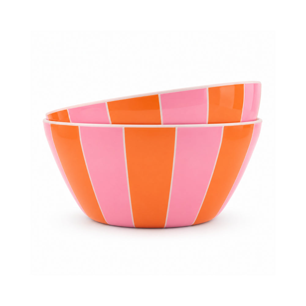 The Grapefruit Collection Melamine Bowl 2 Pack- SUNSET STRIPE