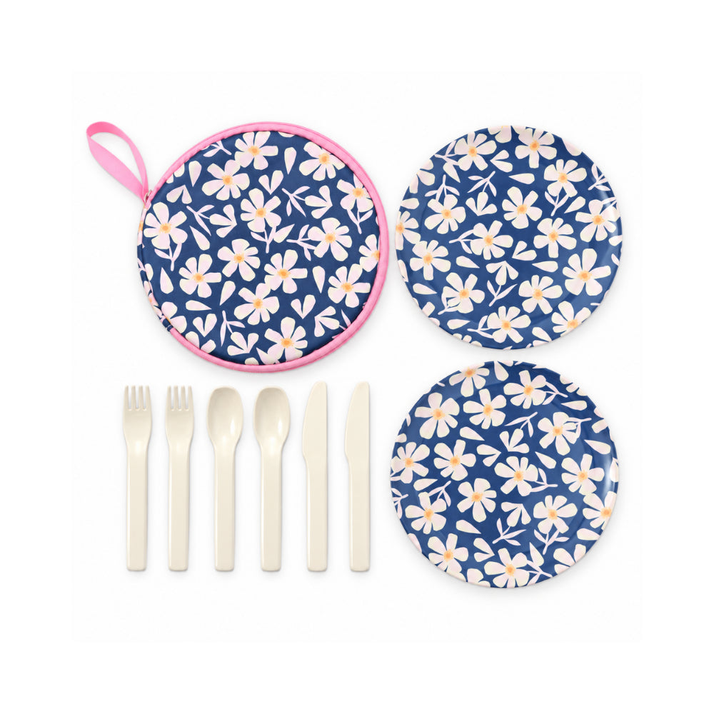The Grapefruit Collection Neoprene Melamine Picnic Set - PINK PETALS