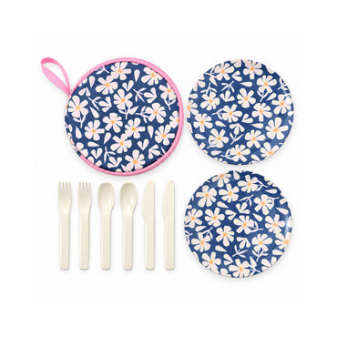 The Grapefruit Collection Neoprene Melamine Picnic Set - PINK PETALS