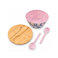 The Grapefruit Collection Large Melamine Serving Bowl with Servers - PINK PETALS