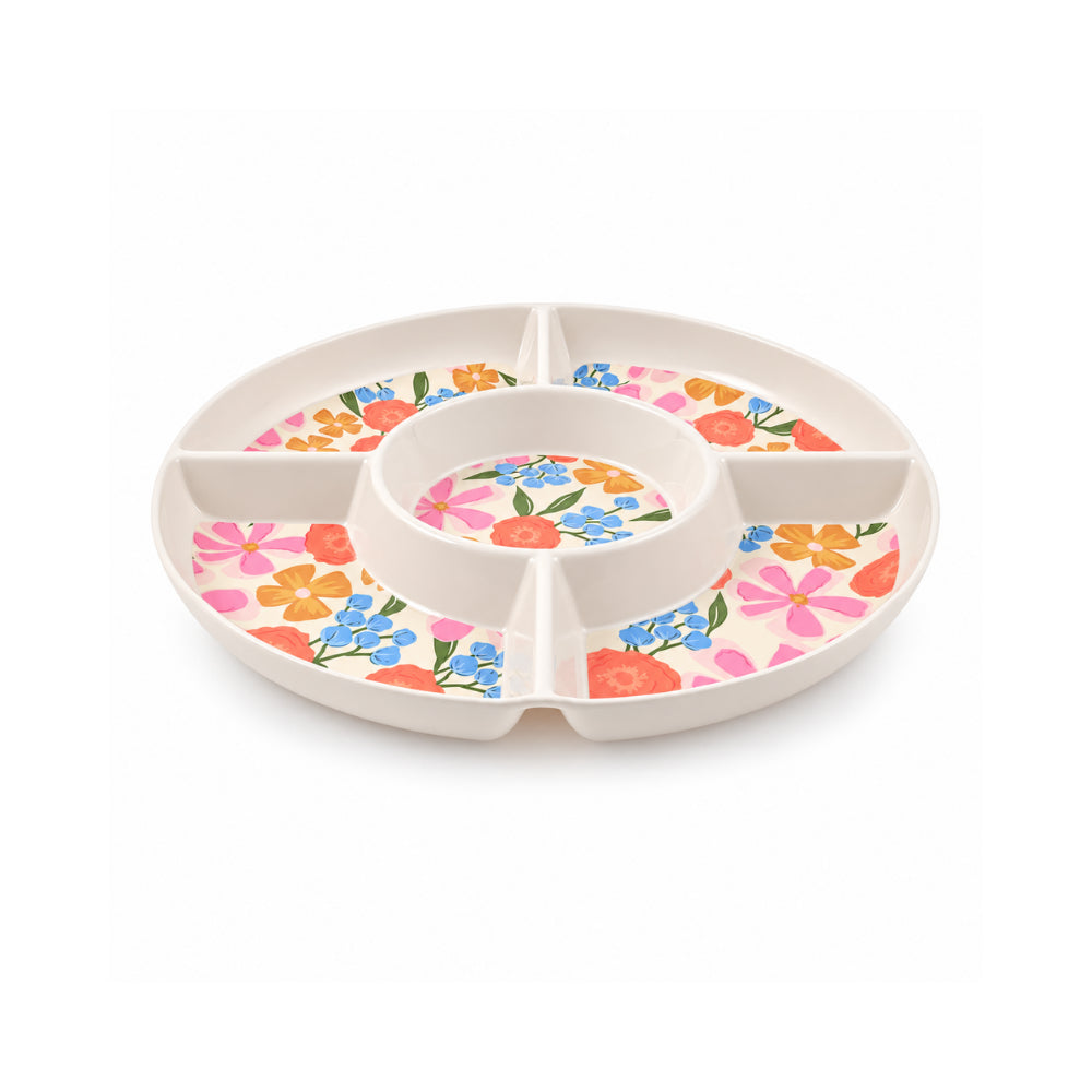 The Grapefruit Collection Large Melamine Compartment Platter - SUMMER BLOOMS