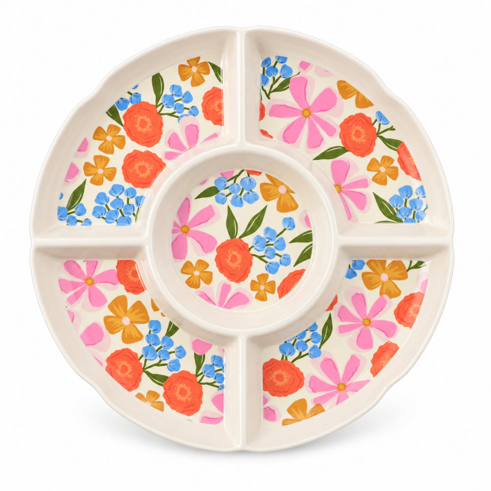 The Grapefruit Collection Large Melamine Compartment Platter - SUMMER BLOOMS