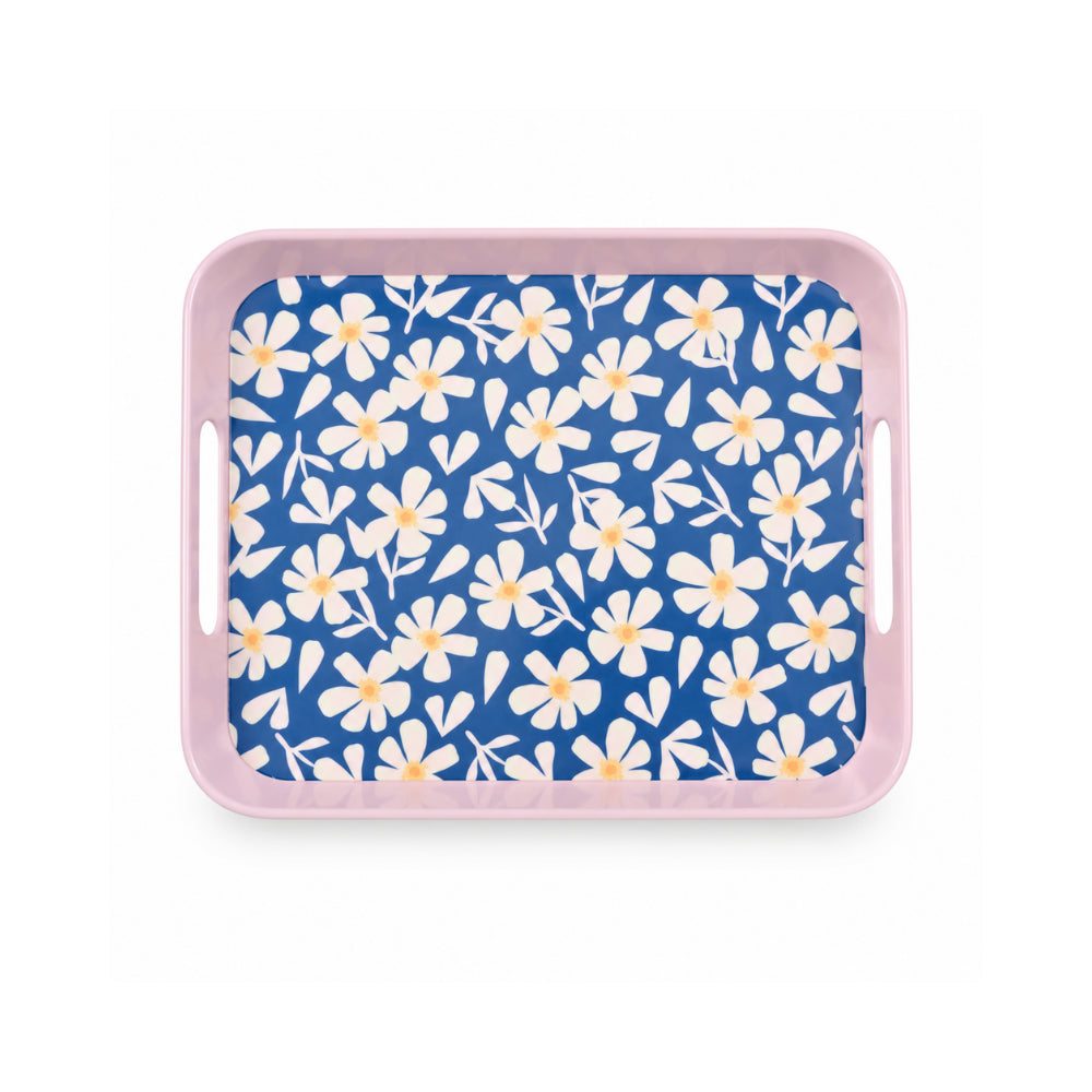 The Grapefruit Collection Small Melamine Rectangle Tray - PINK PETALS