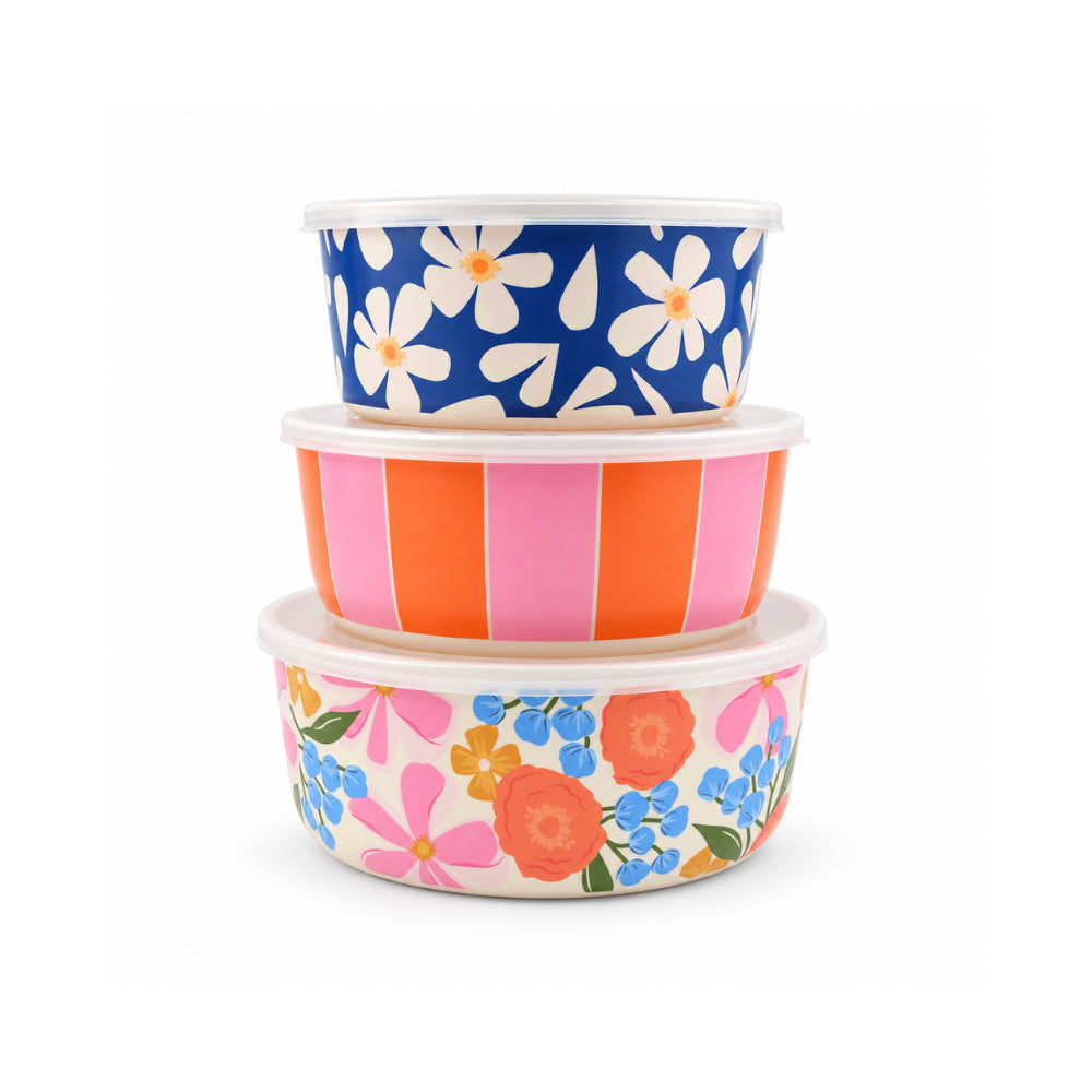 The Grapefruit Collection Melamine Stackable Bowls with Lids - MULTI