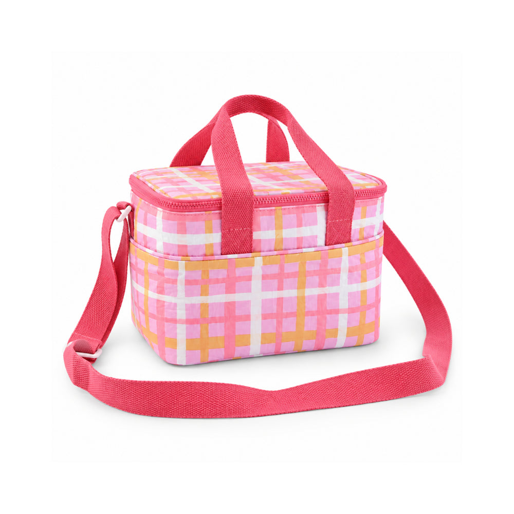 The Grapefruit Collection Cooler Bag - PINK STRIPE CHECK