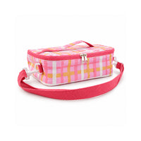 The Grapefruit Collection Cooler Lunch Box - PINK STRIPE CHECK
