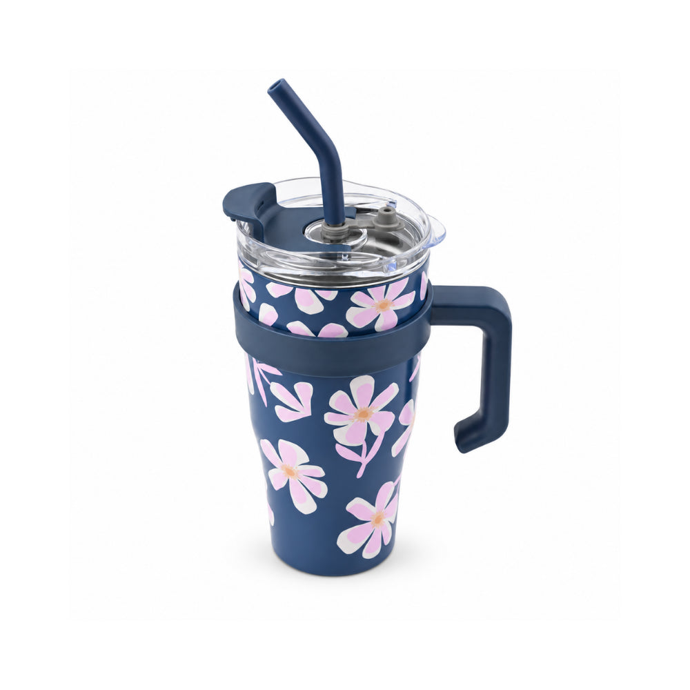 The Grapefruit Collection Double Walled Travel Mug - PINK PETALS