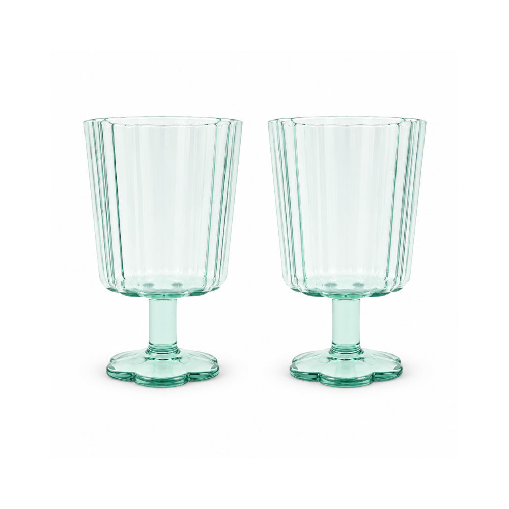 The Grapefruit Collection Acrylic Scalloped Short Stem Wine Glass 2 Piece - SEA