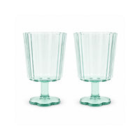 The Grapefruit Collection Acrylic Scalloped Short Stem Wine Glass 2 Piece - SEA