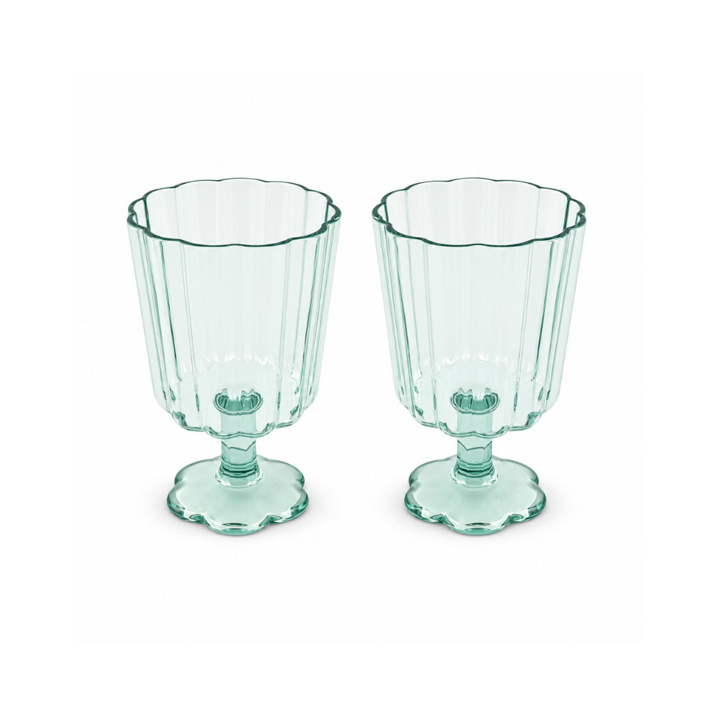 The Grapefruit Collection Acrylic Scalloped Short Stem Wine Glass 2 Piece - SEA
