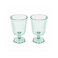 The Grapefruit Collection Acrylic Scalloped Short Stem Wine Glass 2 Piece - SEA