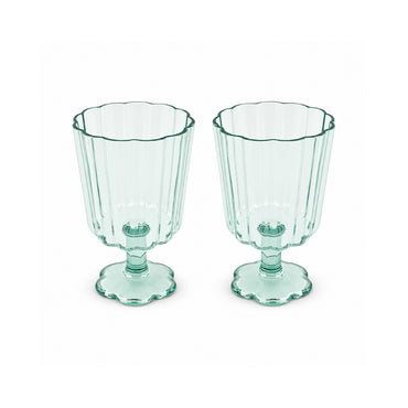 The Grapefruit Collection Acrylic Scalloped Short Stem Wine Glass 2 Piece - SEA