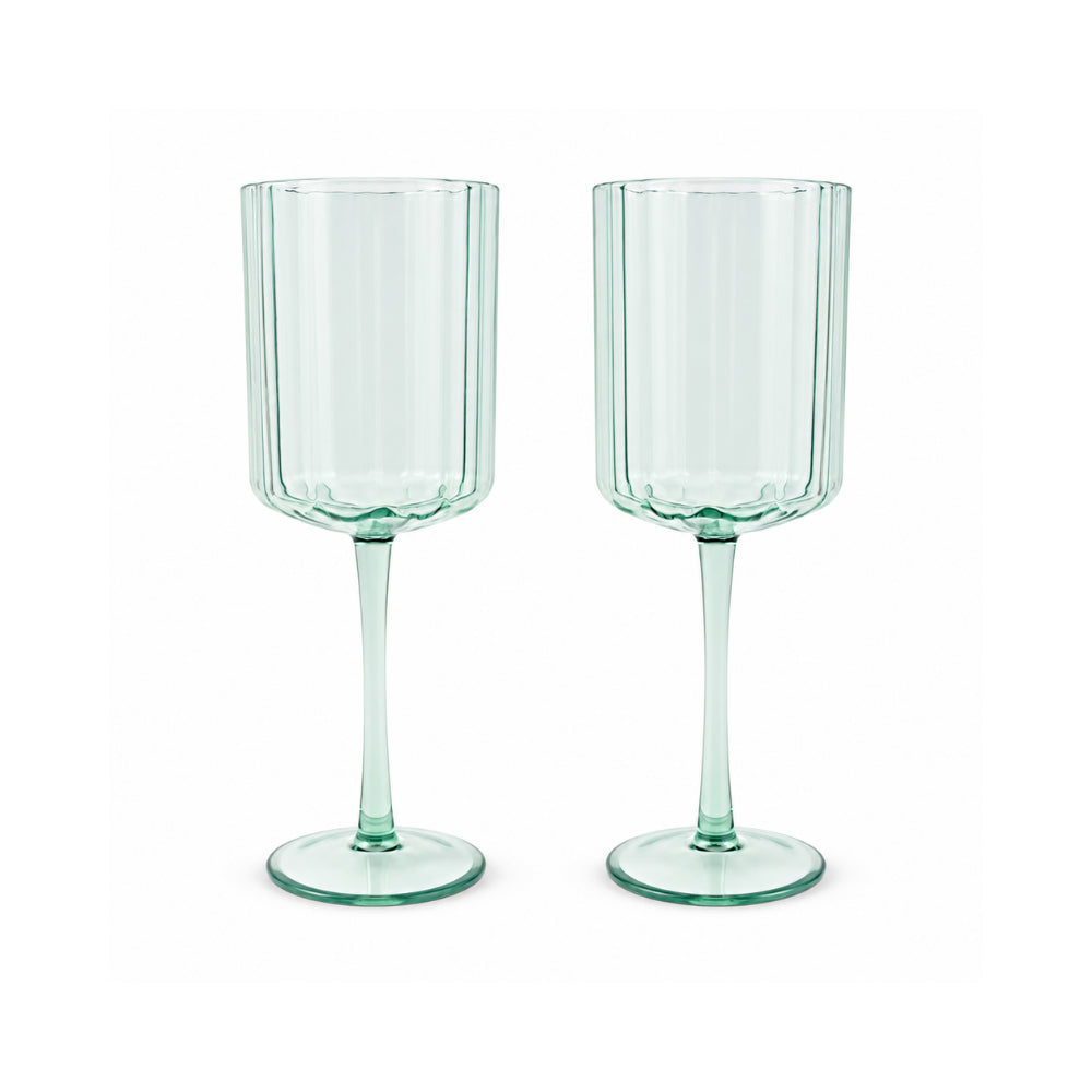 The Grapefruit Collection Acrylic Scalloped Wine Glass 2 Piece - SEA