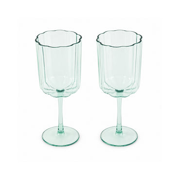 The Grapefruit Collection Acrylic Scalloped Wine Glass 2 Piece - SEA